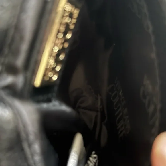 Versace Jeans Collection Black and Gold Mini Crossbody Bag with Baroque Clasp - Picture 9 of 9